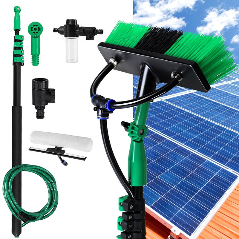 Cepillo telescópico, 3,6 m, 4 niveles de ajuste, color negro y verde, para exterior