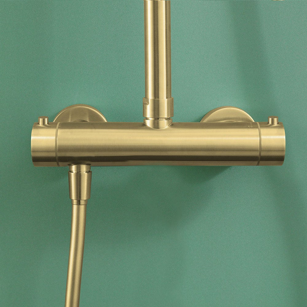 Kibath Columna de Ducha monomando redonda 78-125 cm acabado oro cepillado en latón - 3
