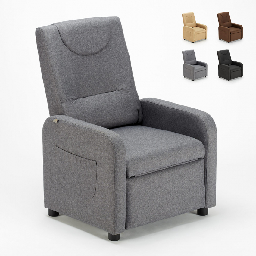Poltrona relax reclinabile girevole M56 ecopelle con poggiapiedi rosso