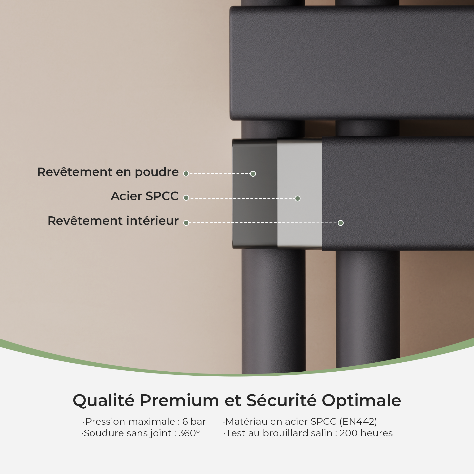 Scaldasalviette ad acqua calda Radiatore ad acqua calda in acciaio Antracite 1599x400mm 718 Watt - 4