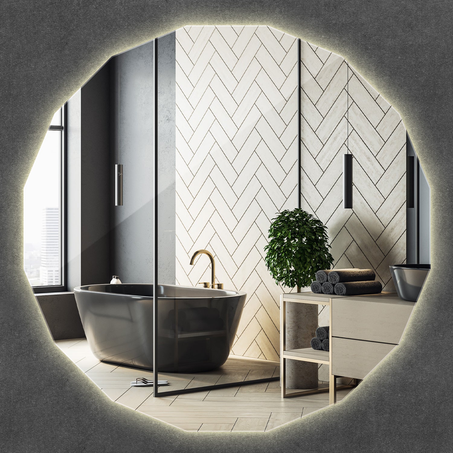 Wallfluent Verre Miroir Mural 100x65 Cm Bords Lisses Design Unique