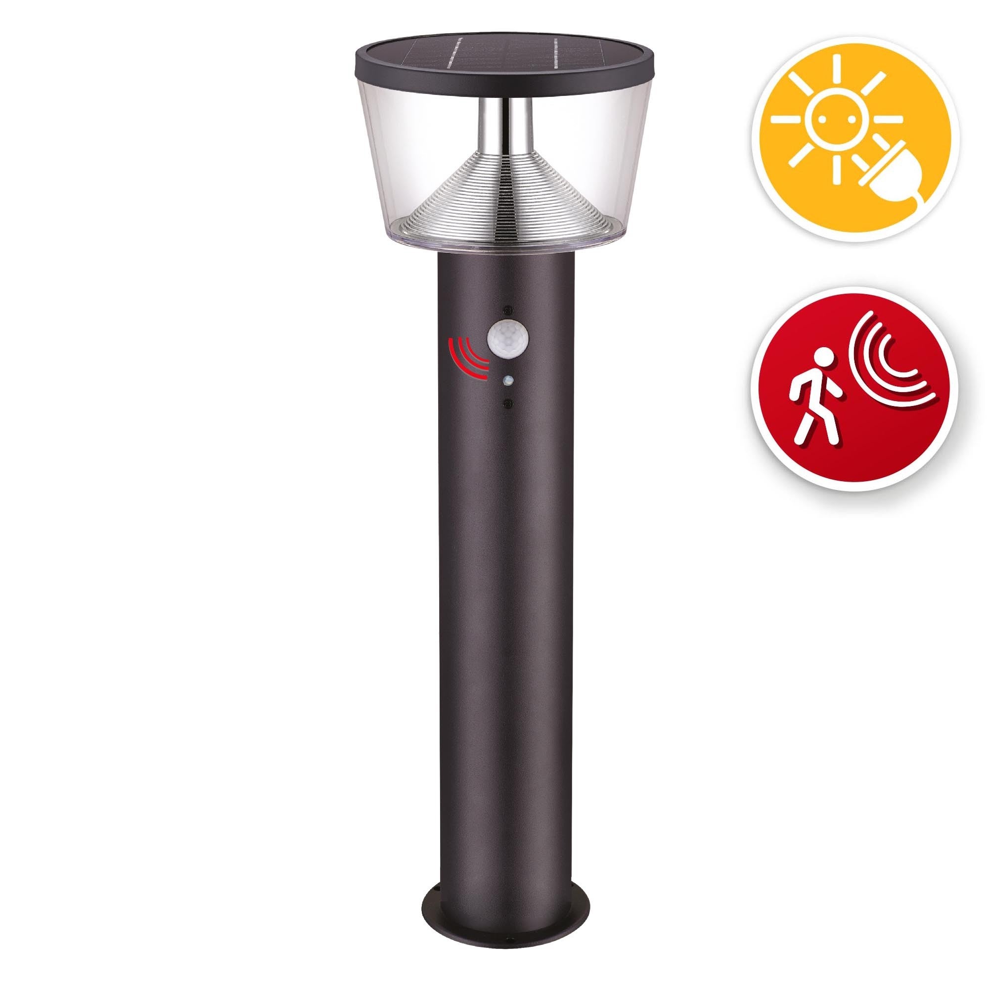 Borne solaire en acier 600 lumens, avec détecteur de mouvements Leroy — free download