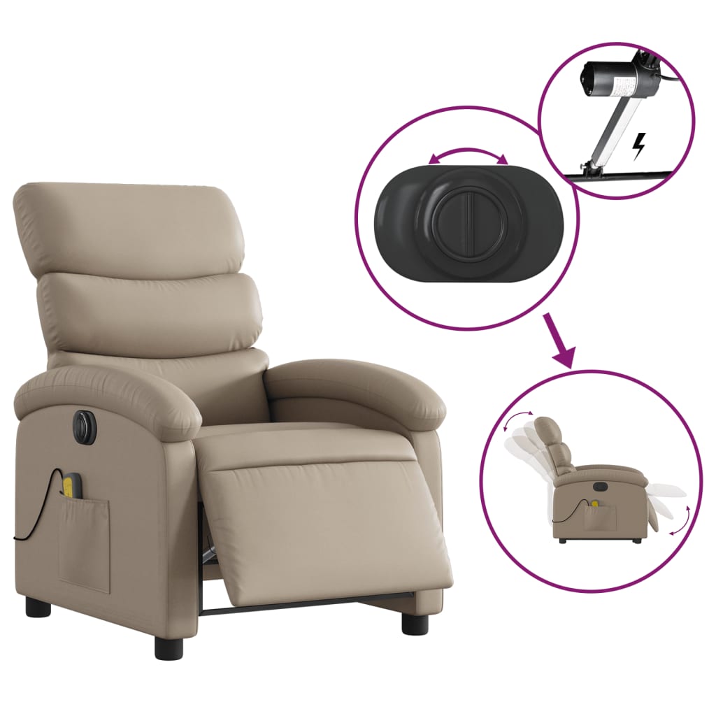 Fauteuil de massage，Fauteuil de Salon，Chaise de massage inclinable électrique cappuccino similicuir CDS86870 - 5