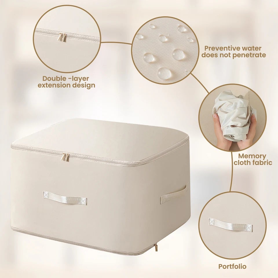 Organiseur auto-compressant ultra peu encombrant, sacs de rangement portables pour couettes et vêtements (abricot, 52 x 42 x 60 cm) - 6