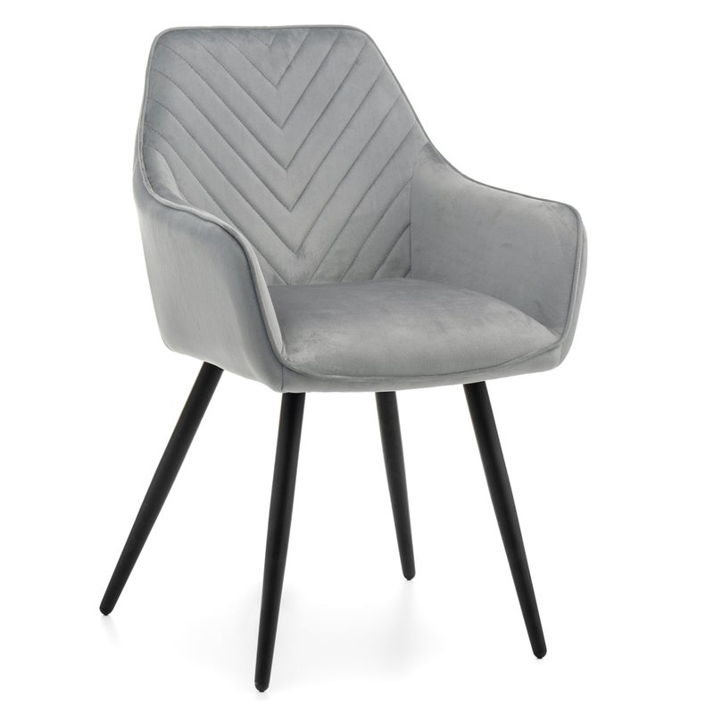 Krzesło tapicerowane pikowane welurowe VASTO jasnoszare