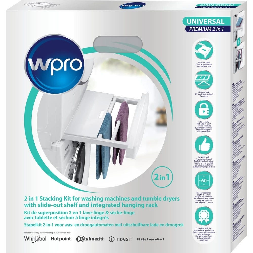 KIT DE SUPERPOSITION 2 EN 1 AVEC TABLETTE POUR LAVE-LINGE & SECHE-LINGE - 3