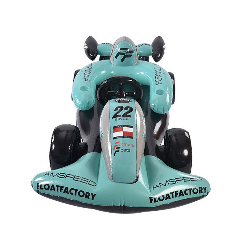 Bouée gonflable Formule 1 turquoise (L 220 x l 104 x H 70 cm) – Voiture de course avec volant pour piscine et plage (adultes et enfants) - 3