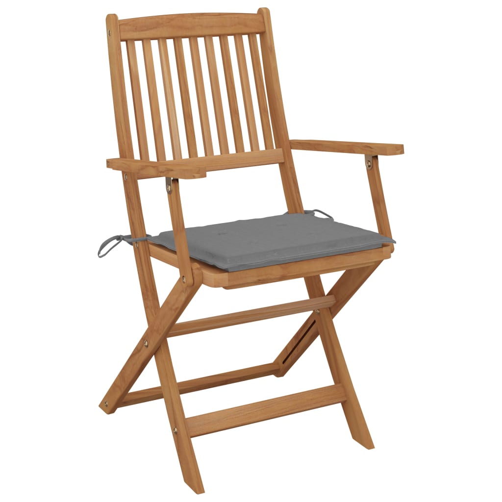 Chaises pliables de jardin 4 pcs avec coussins Bois d'acacia 3 - 2