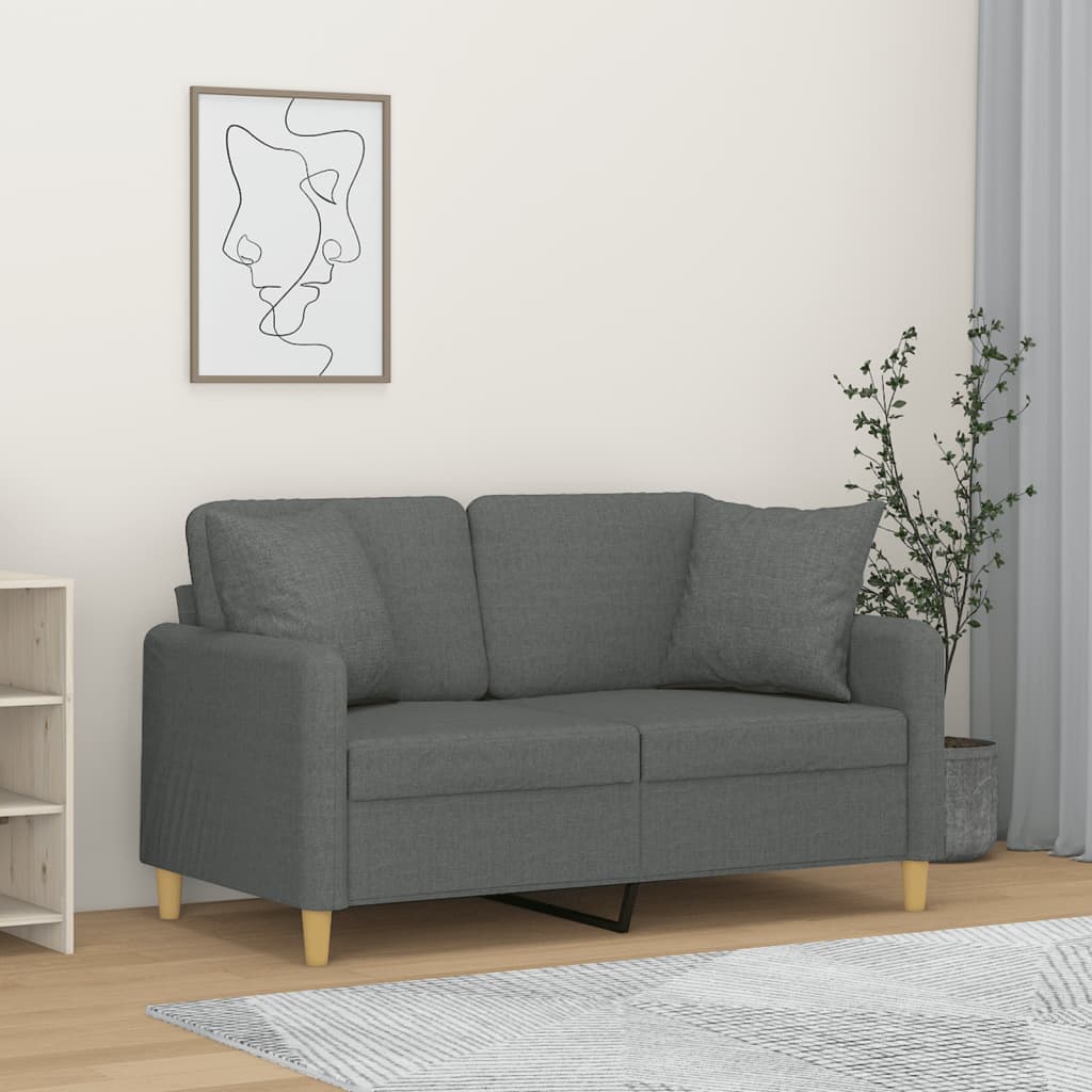 Maison exclusive - sofá de 2 plazas con cojines tela gris oscuro 120 cm