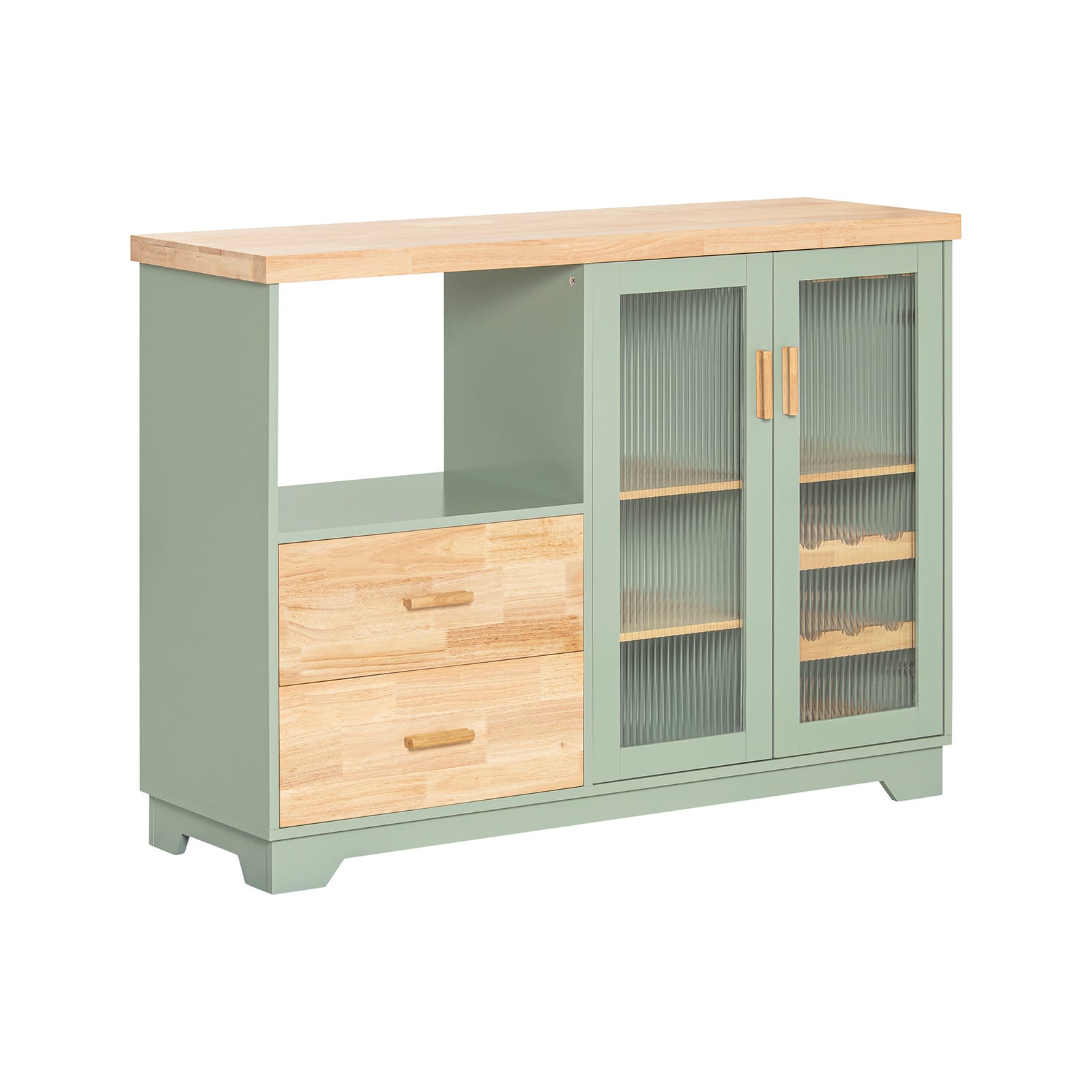 Credenza Da Cucina Con 2 Cassetti, 2 Ripiani Aperti E 2 Ante In Vetro Credenza In Mdf Blu 150x40x80 Cm Credenza Da Cucina Con 2 Cassetti, 2 Ripiani Aperti E 2 Ante In Vetro Credenza In Mdf Blu 150x40x80 Cm