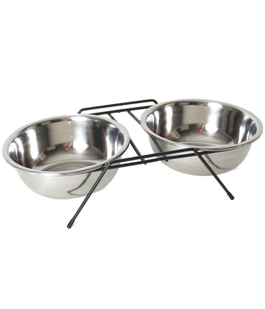 Trade Shop - Ciotola Doppia Rialzata Per Cani 2 Per 14cm Con Supporto Cibo Acqua In Metallo - - 2