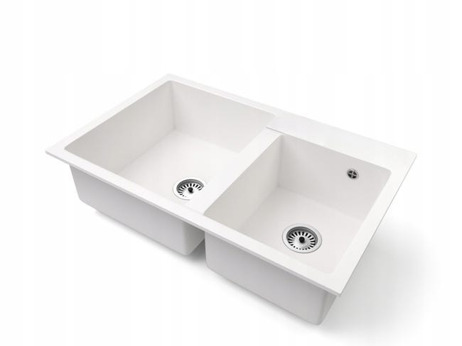 Fregadero Cocina Blanco 80x50cm Fregadero Granito 2 Senos Sif n fregadero-cocina-blanco-80x50cm-fregadero-granito-2-senos-sif-n