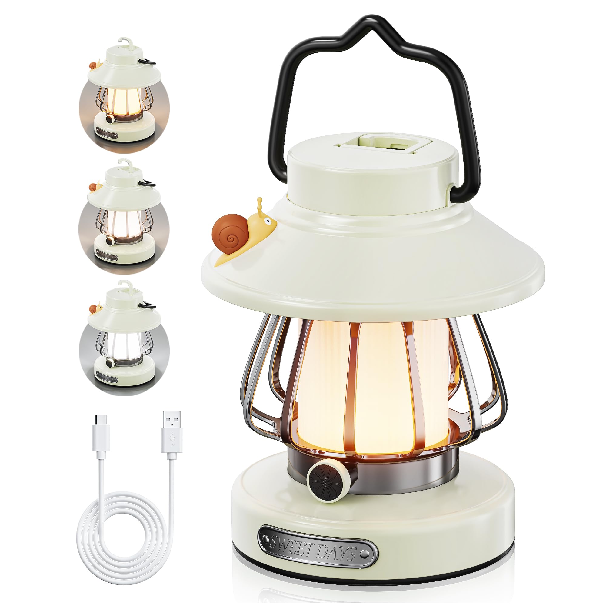 Akumulatorowa lampa kempingowa LED, wodoodporna, przenośna lampa do namiotu, 3000–6500 K, idealna w sytuacjach awaryjnych i podczas huraganów (biała)