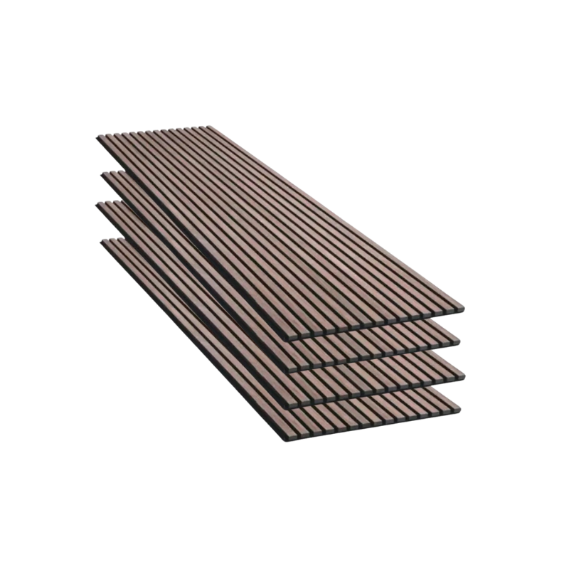 Lot de 4 Panneaux Acoustiques Murauxl- Tasseaux Finition Noyer - Fond Noir - 240x60x2,2cm - SILUMEN - 3