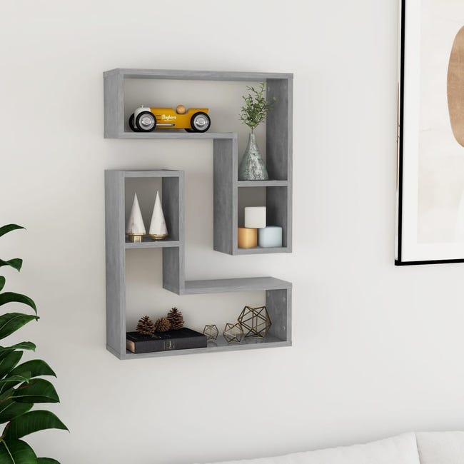 2 Mensole Angolari Da Parete Hovothy 40x40x50 Cm - Design In Grigio Cemento, Per Soggiorno, Cucina E Bagno, Pacco Da 2