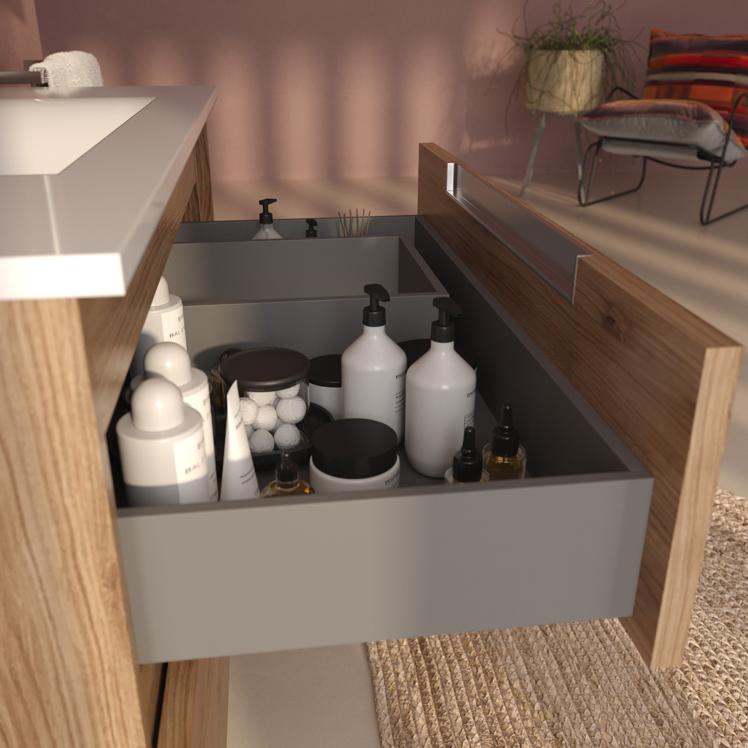 Ensemble armoire et plan de travail Verona en 80 cm, finition chêne guadarrama avec poignée exécutive - 2