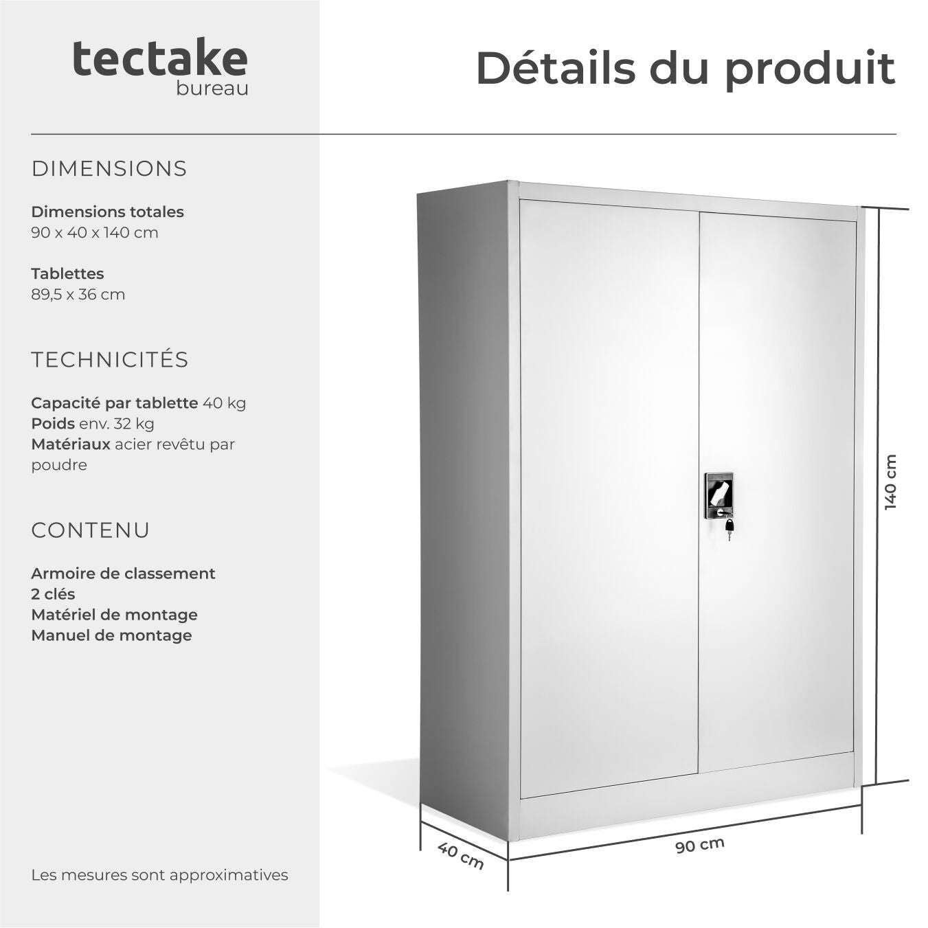 TECTAKE Armário de arquivo De aço revestido a pó - 6