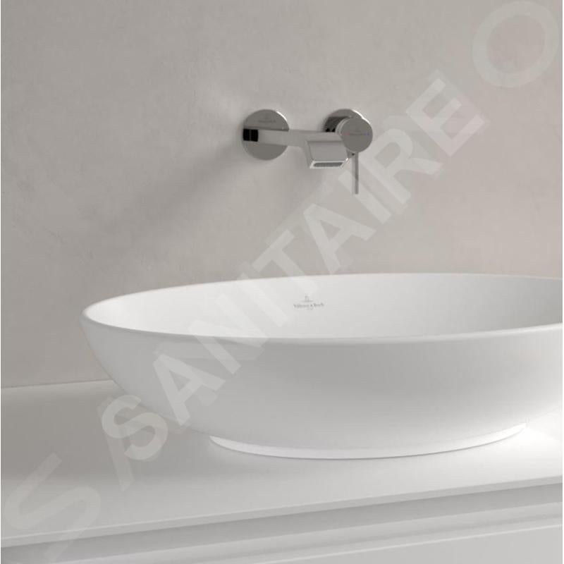 Vasque 56 x 38 ovale à poser VILLEROY ET BOCH Loop & Friends non meulé stone white avec trop plein - 5
