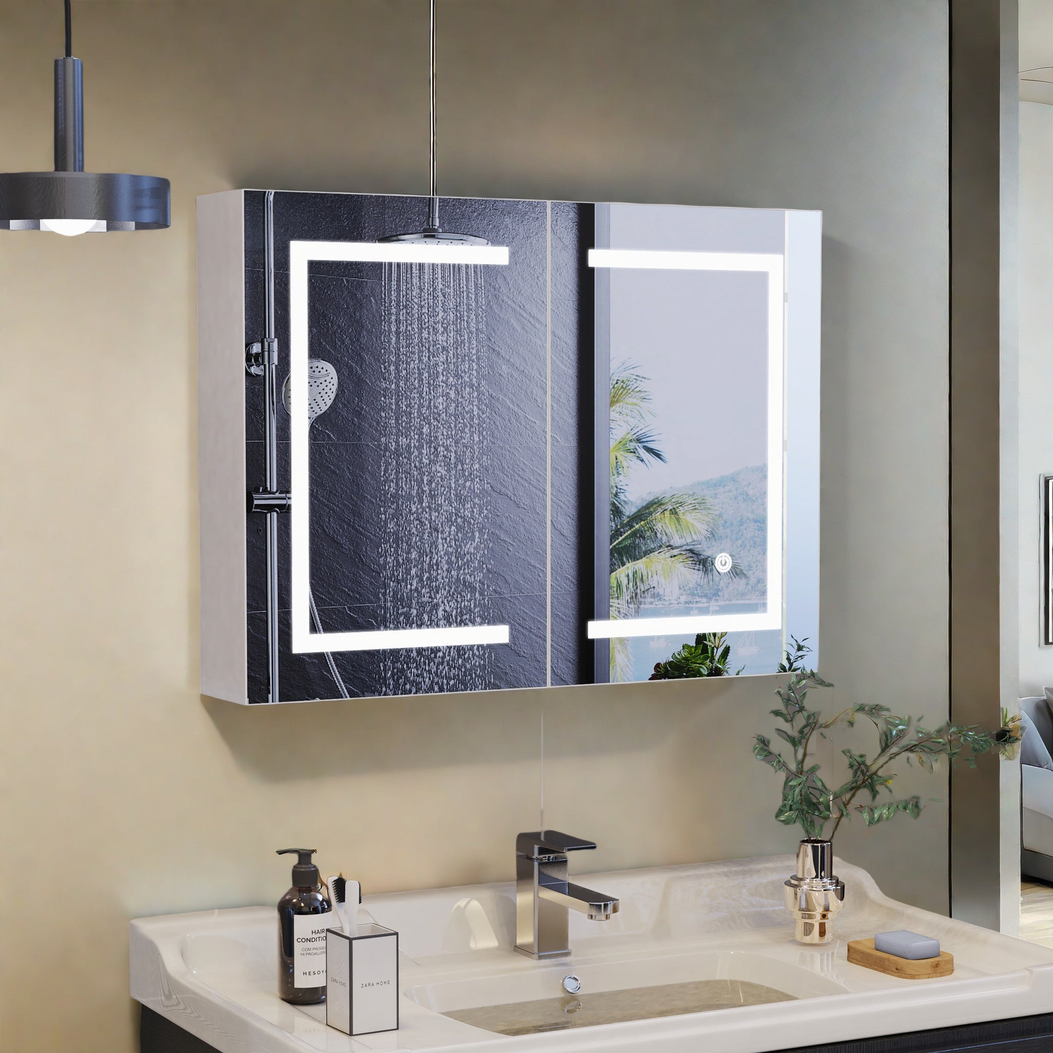 Armoire Murale Salle de Bain 80x13.5x60cm,miroir LED haute définition ...