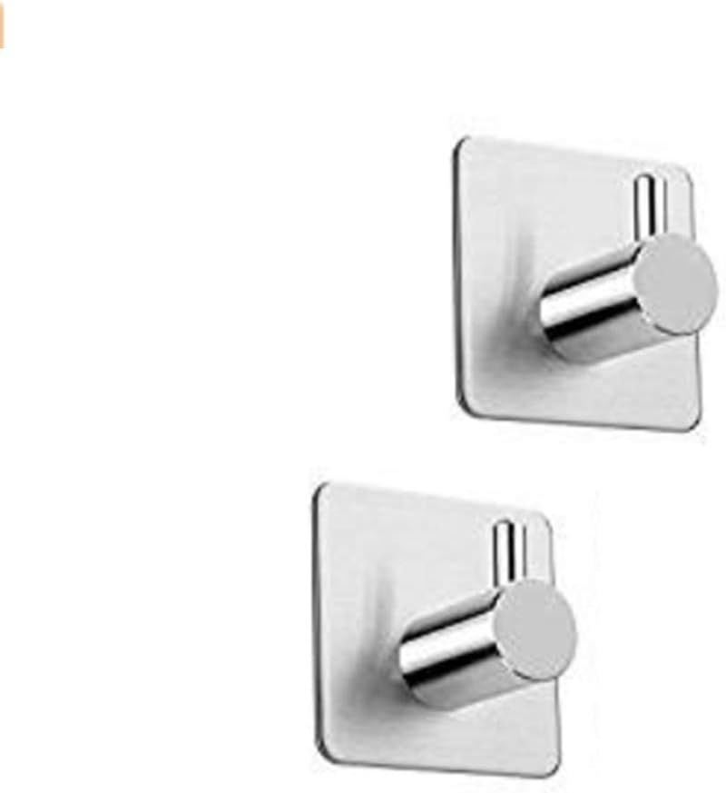 Samoprzylepne haczyki ścienne, odpowiednie do łazienki i kuchni, nie wymagają wiercenia, srebrne (opakowanie 2 szt.)