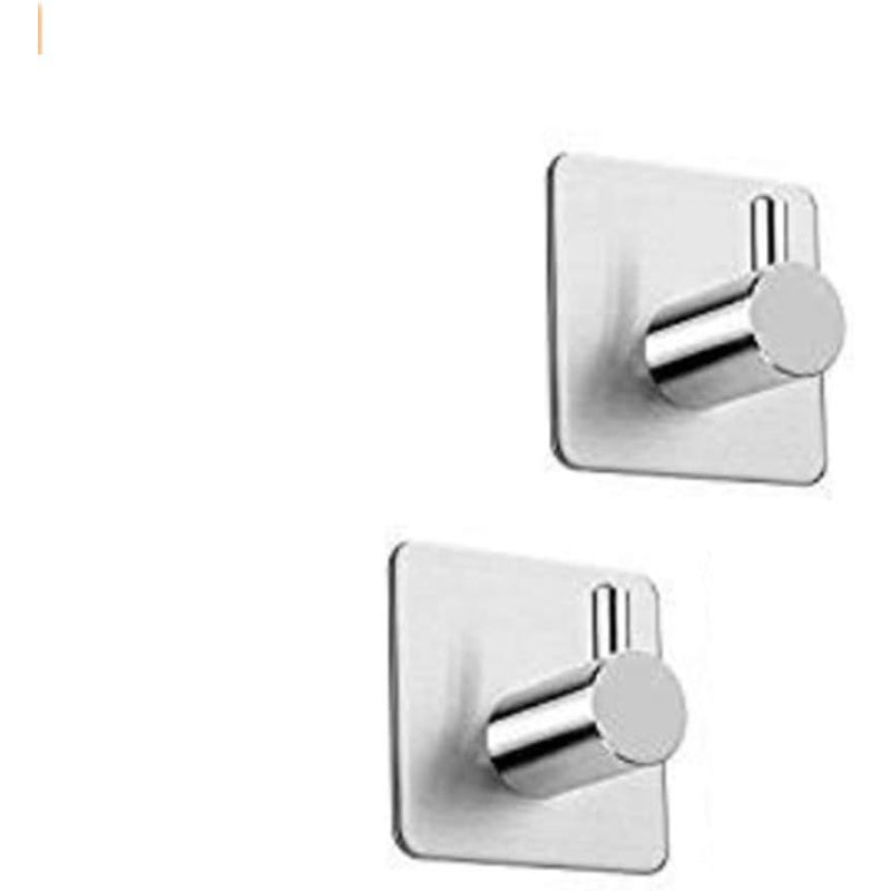 Samoprzylepne haczyki ścienne, odpowiednie do łazienki i kuchni, nie wymagają wiercenia, srebrne (opakowanie 2 szt.)