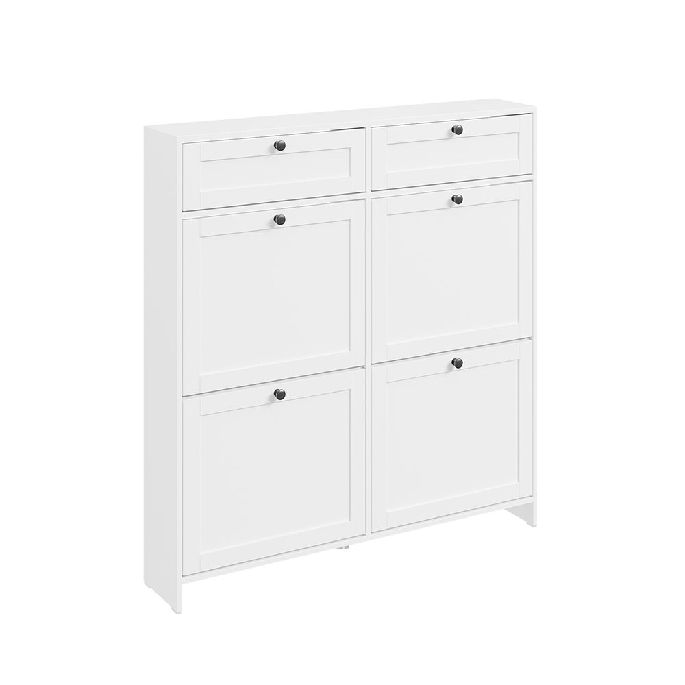 SoBuy Szafka na buty z 2 szufladami Biały 100x19x107cm Nordycki FSR208-W