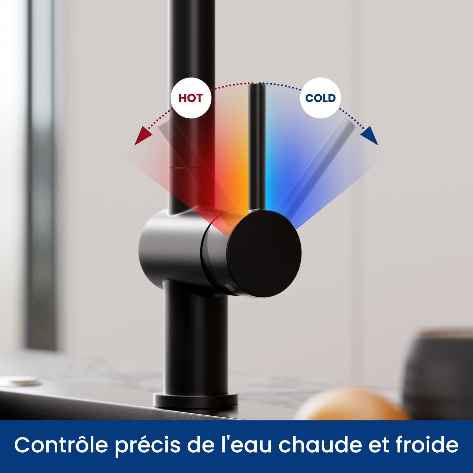 Noir Robinet Cuisine avec Douchette - Mitigeur Douchette d'évier Extractible à 2 Jets Mitigeur de Cuisine Pivotant à 360° - 4