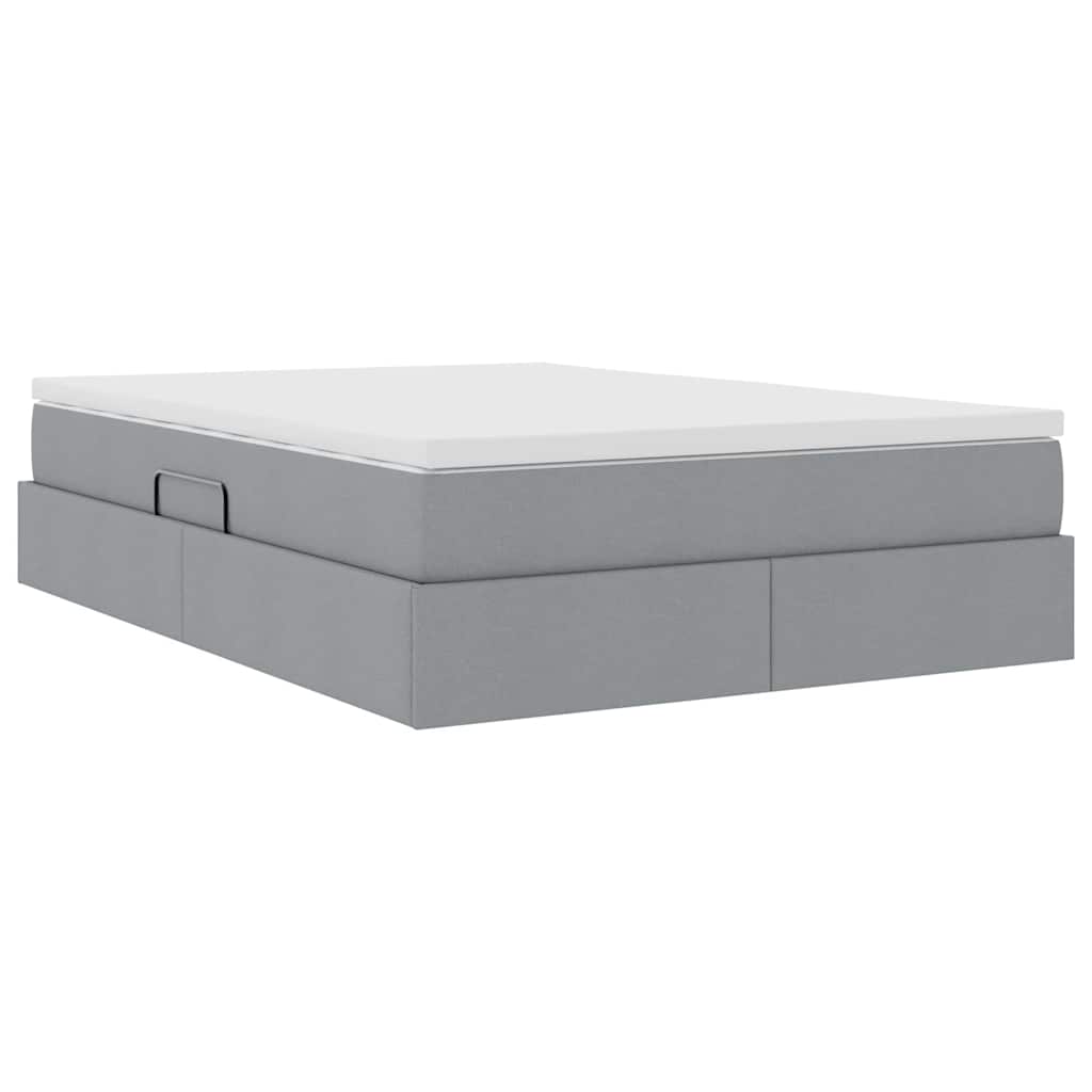 Lit avec rangement et matelas gris clair 140 x 190 cm polyester - 5