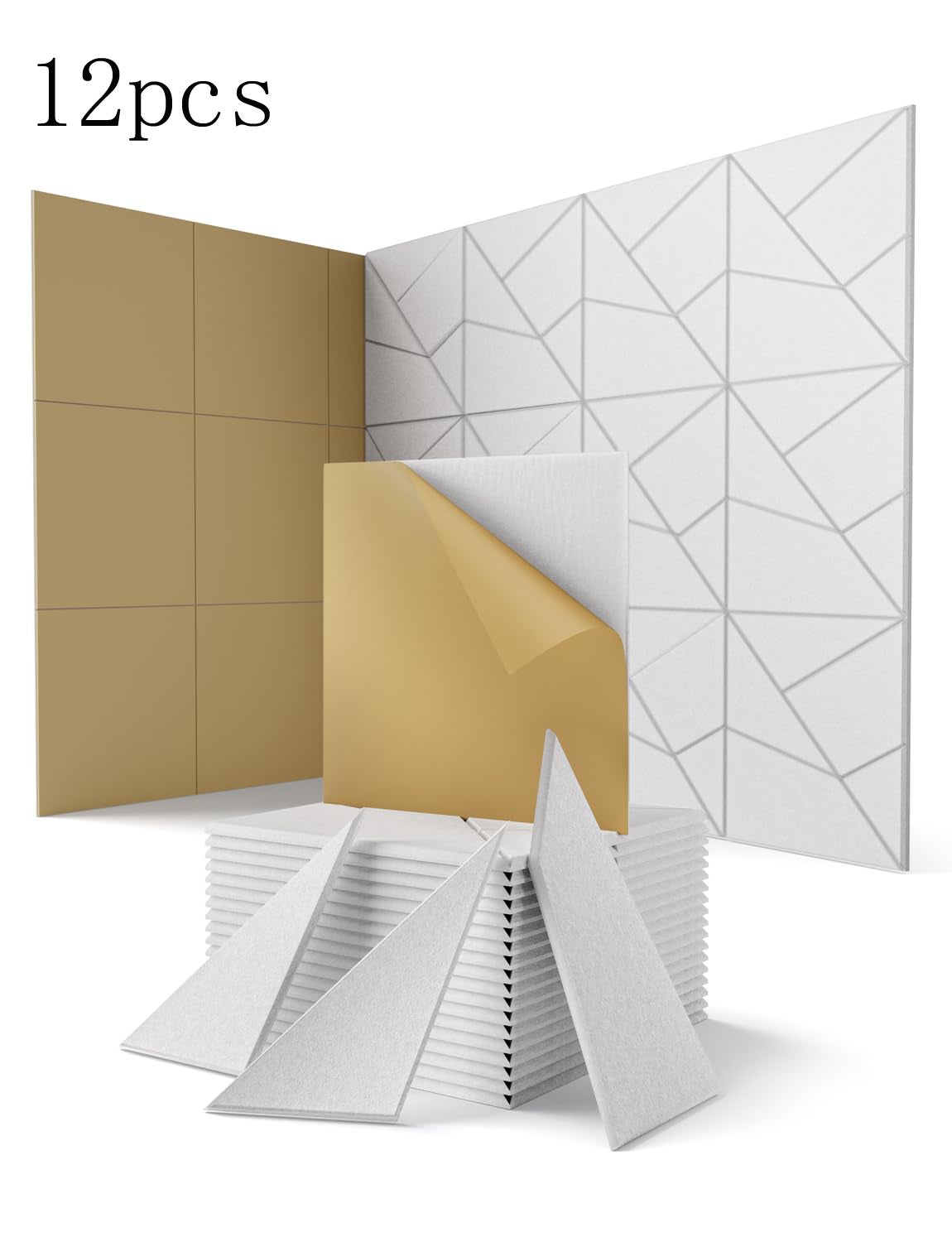 Panel de pared insonorizante de 12 piezas, 30 x 30 cm, autoadhesivo, de alta densidad, ideal para el hogar y la oficina.