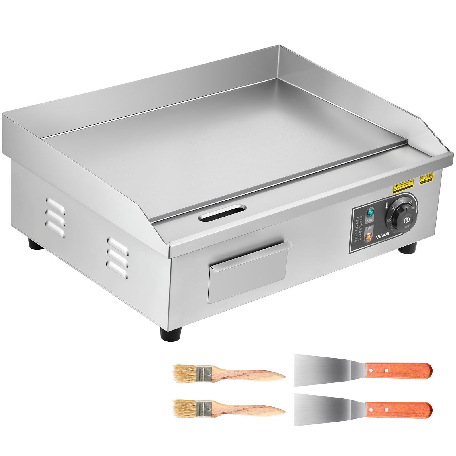 Plancha électrique VEVOR inox 3200 W, plaque 535×300 mm, 50–300 °C, avec accessoires, pour barbecue/restaurant/snack-bar - 9