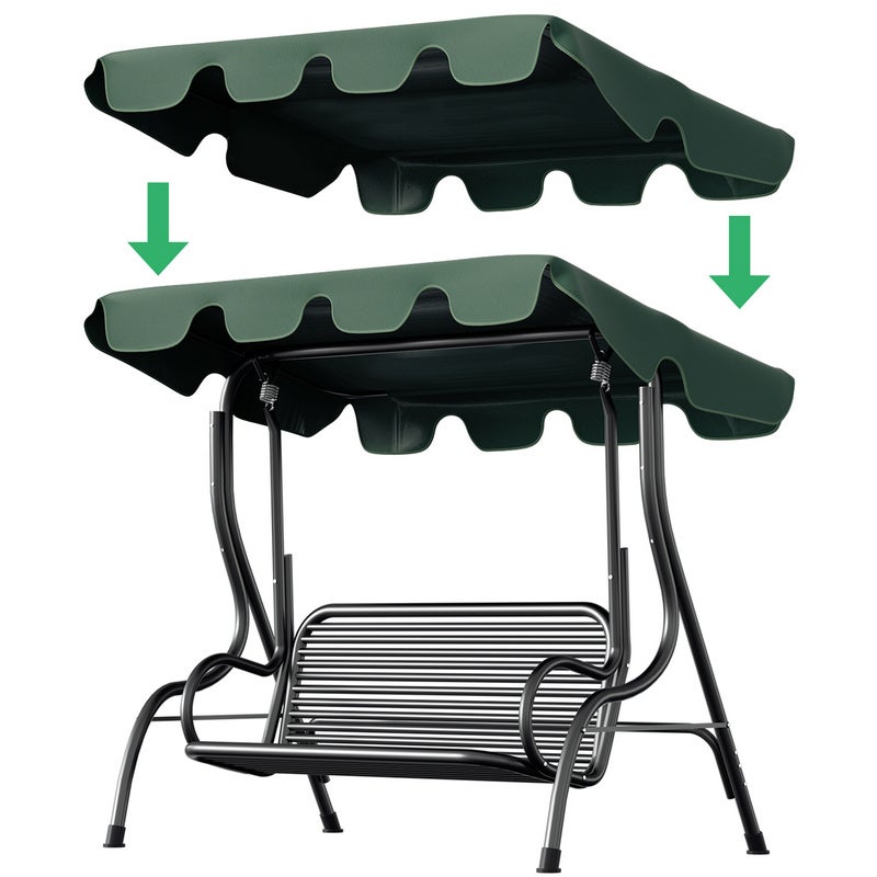 Tettuccio Di Ricambio Per Altalena Da Giardino 3 Posti – Copertura Impermeabile In Tessuto Oxford 210D, 164x114x15 Cm, Con Angoli Rinforzati E Antivento (Verde)