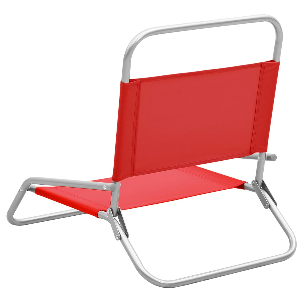 Chaises de plage pliables 2 pcs Rouge Tissu - 5