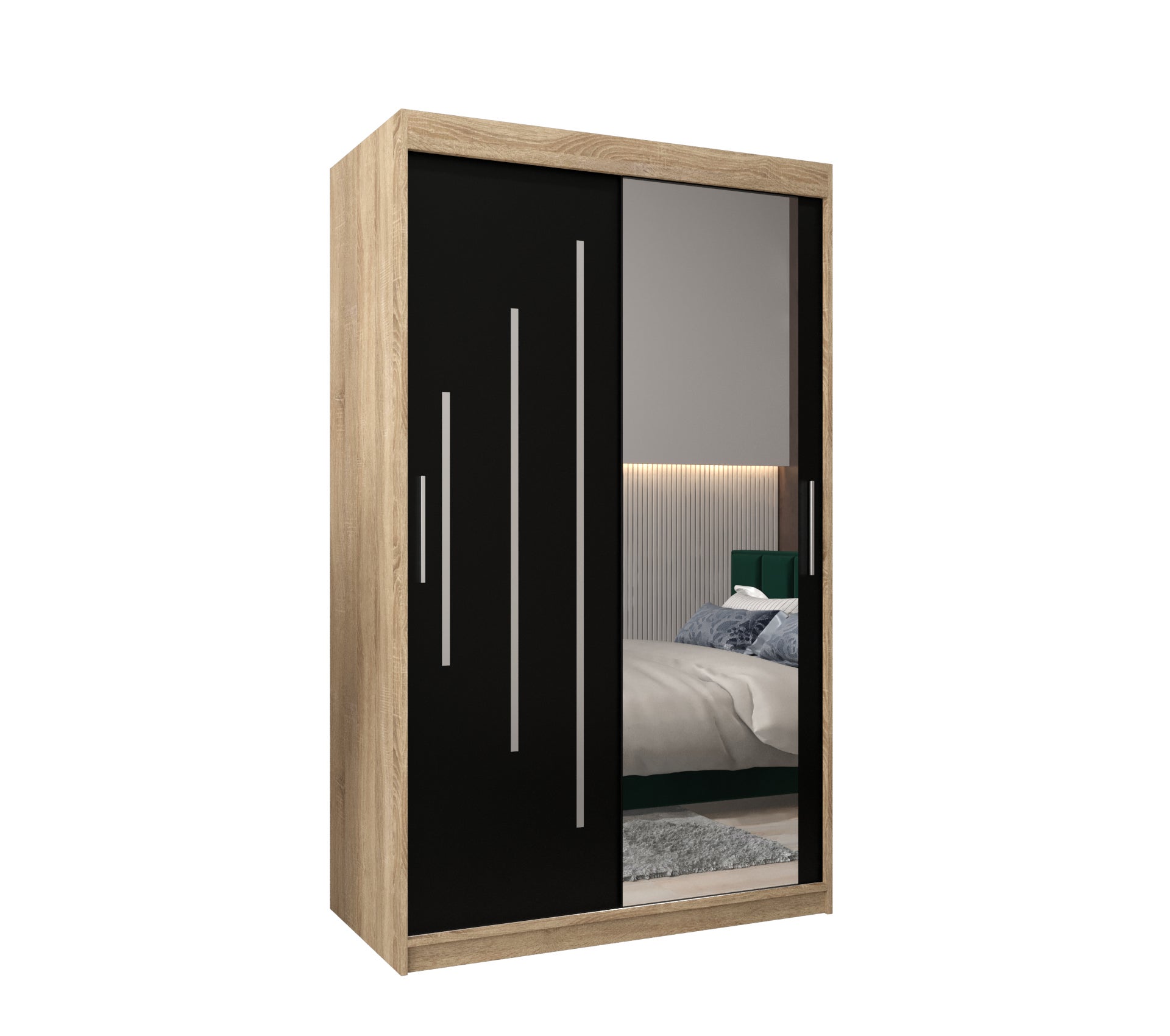 Szafa przesuwna garderoba York 2 120 x 62 x 200 cm Sonoma + Czarny - Abiks Meble
