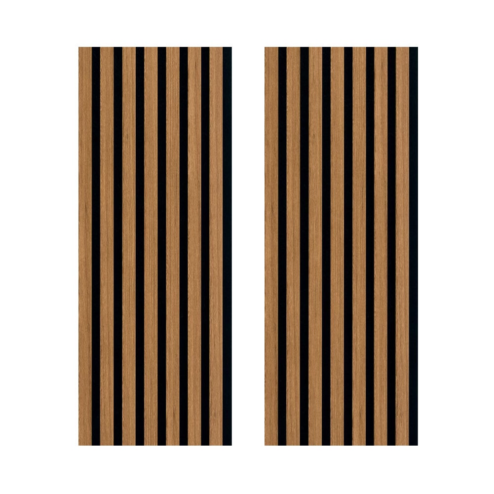 Lot de 2 Panneaux tasseaux bois MDF acoustique décor chêne bronze sur feutrine noire 2600x300x17mm PEFC 70% - 3
