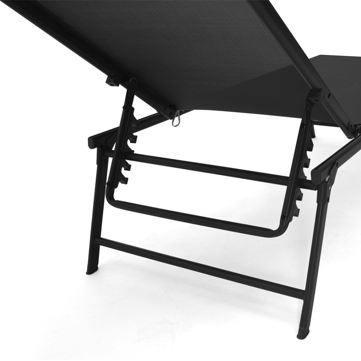 Lot de 2 transats de jardin inclinables KAILUA en acier noir et toile noire - 5