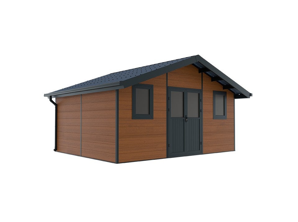 Caseta de jardín de material compuesto ISORA - Superficie interior: 20m2 - Marrón - Espesor de pared: 28 mm - Ampliación - Caseta de jardín - Local - 2