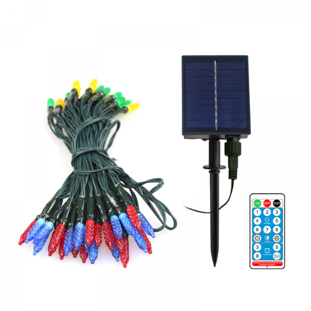 Solarna girlanda świetlna z 50 diodami LED, 7 m, dekoracja świąteczna, wodoodporny drut miedziany, na ślub, na zewnątrz, z pilotem