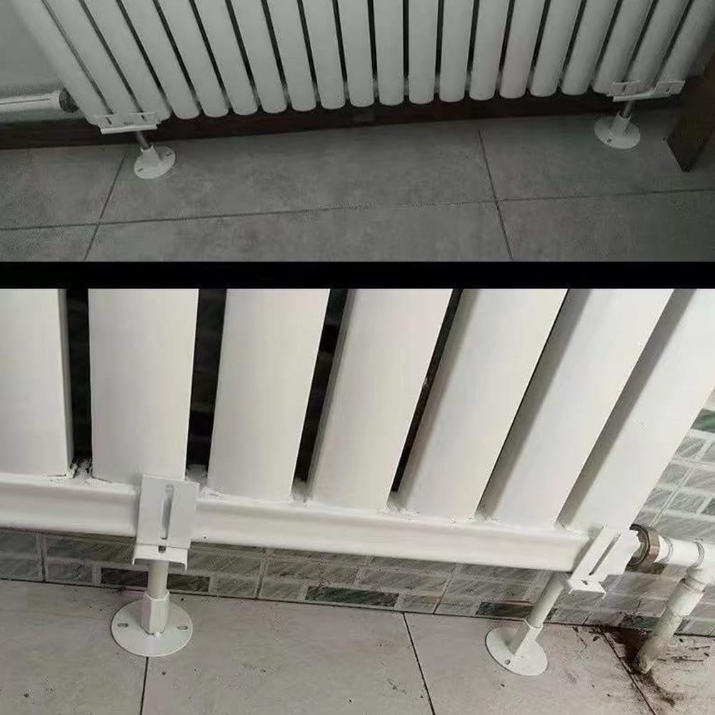 2 soportes para radiador, resistentes a la niebla salina, regulables en altura (11-16 cm), adecuados para uso doméstico - 8