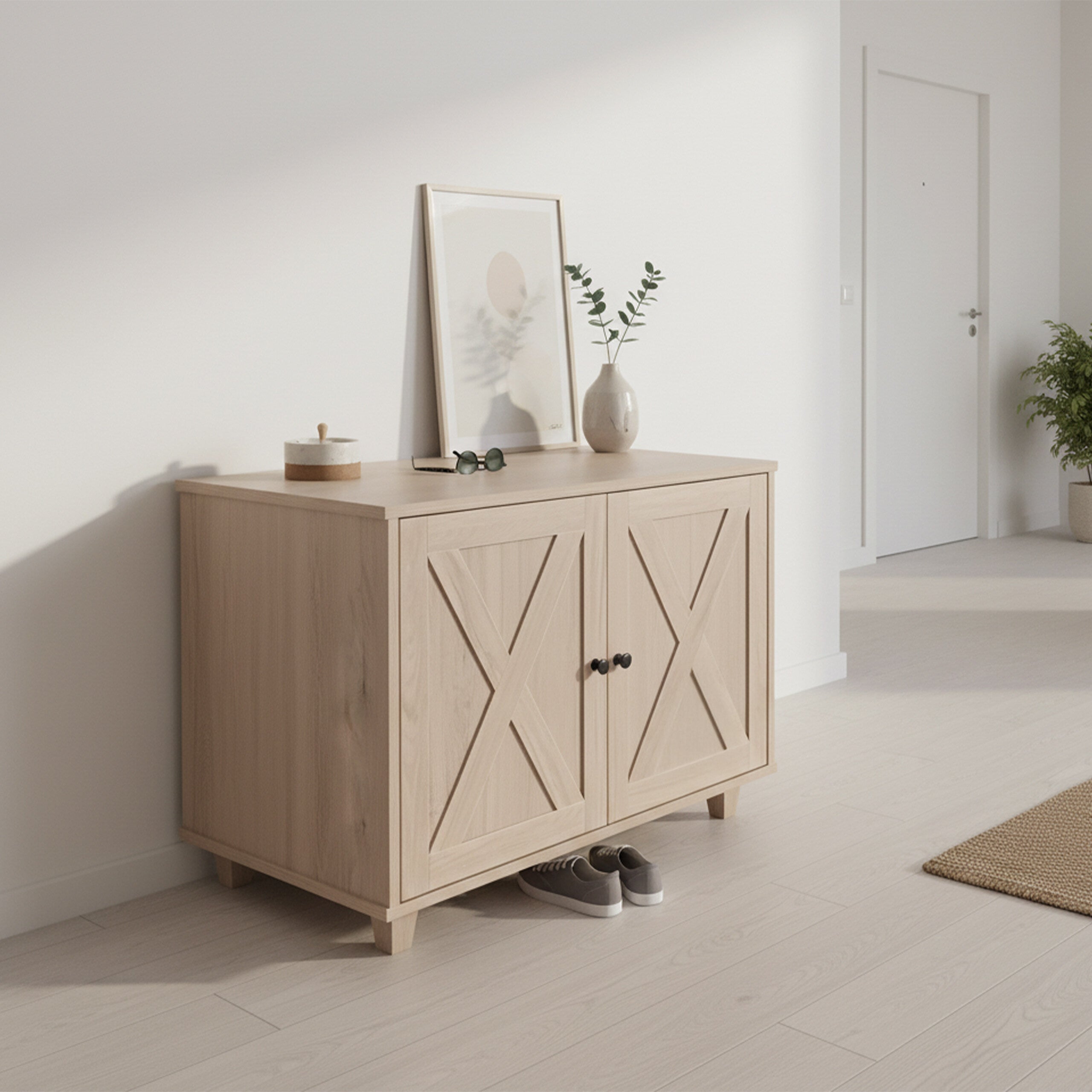 Armário para caixa de areia para gatos em MDF, na cor cinzento-claro, com divisória amovível e entrada lateral, 50 x 80 x 53 cm, Relaxdays - 5