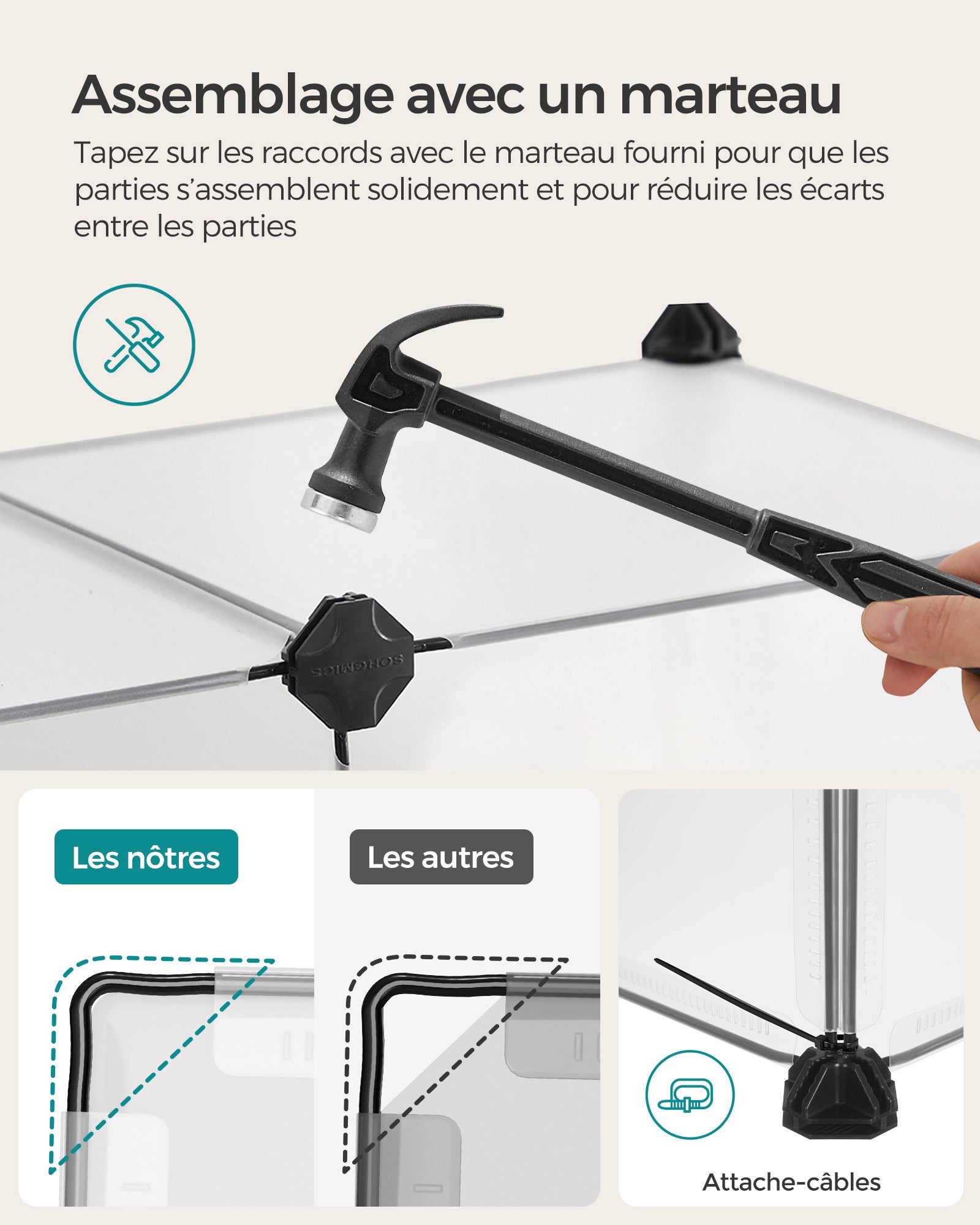 SONGMICS Parc Enclos, Cage, Clôture, avec Plancher, Intérieur, Modulable, Transparent, en Plastique, pour Cochon d’Inde, Lapin, Petits Animaux, Blanc - 7