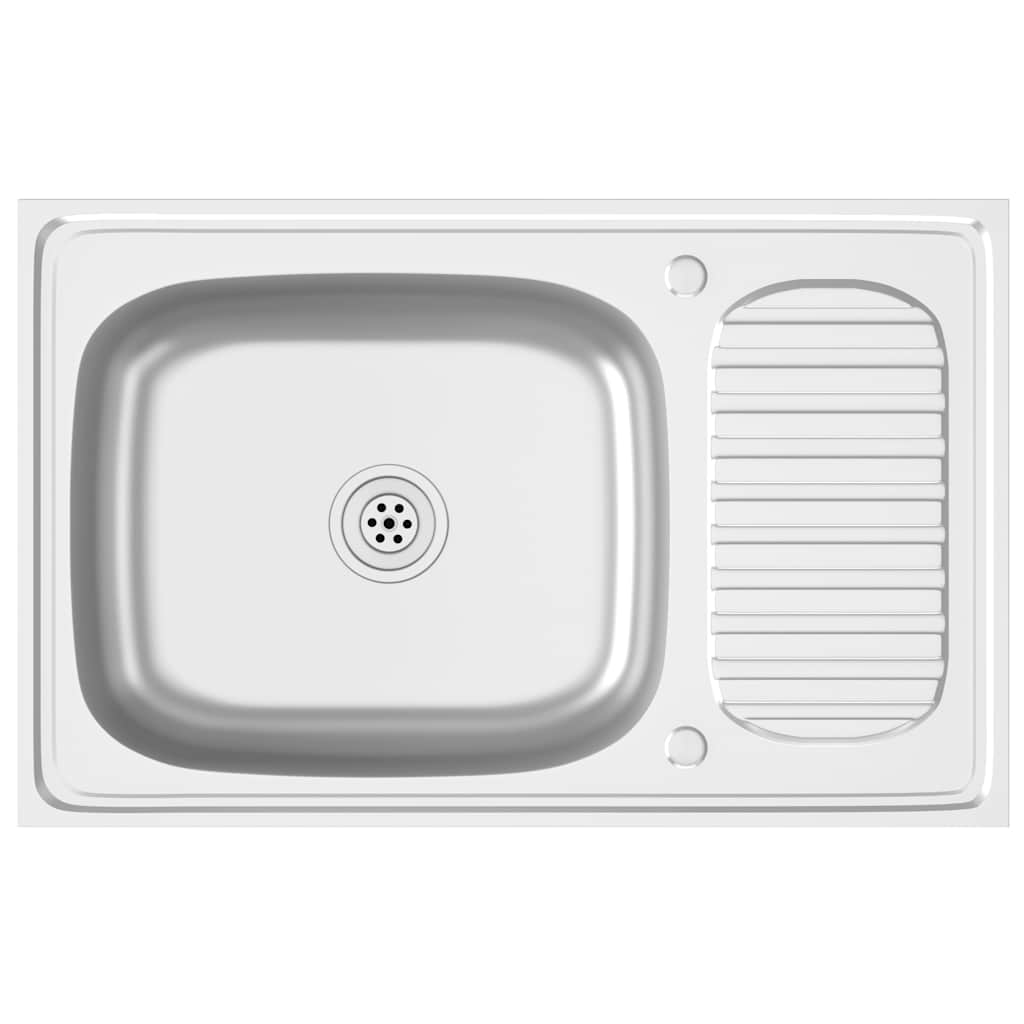 Jeu d'évier de cuisine et égouttoir argenté 800x500x155 mm inox - 2