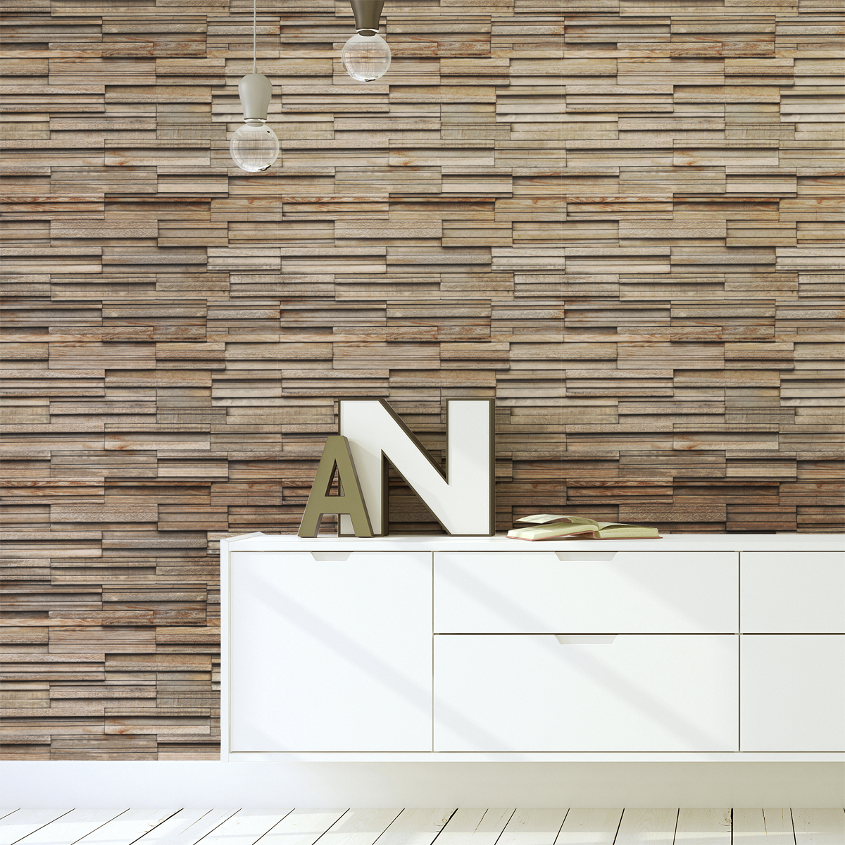 Vinilos madera material chapa de madera de arcachon - adhesivo de pared - revestimiento sticker mural decorativo - 60x60cm
