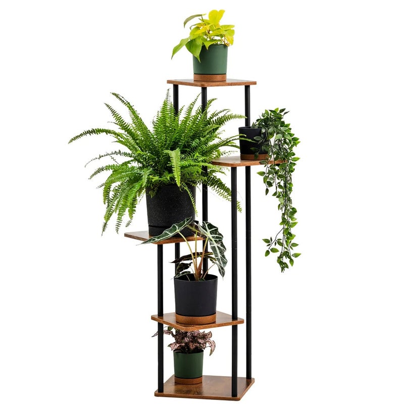 Kwietnik stojący metalowy czarny stojak na 5 donic