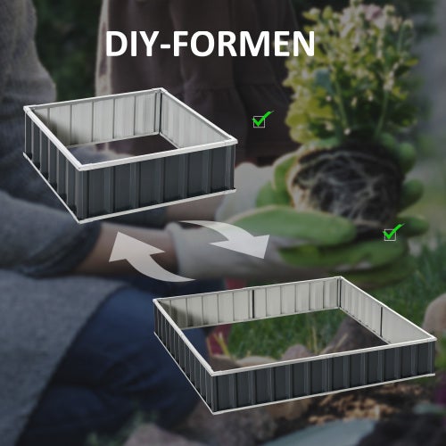 Hochbeet aus Stahl in T-Form mit Pflanzenschildern und Handschuhen,Dunkelgrau für müheloses Gärtnern im Garten - 5
