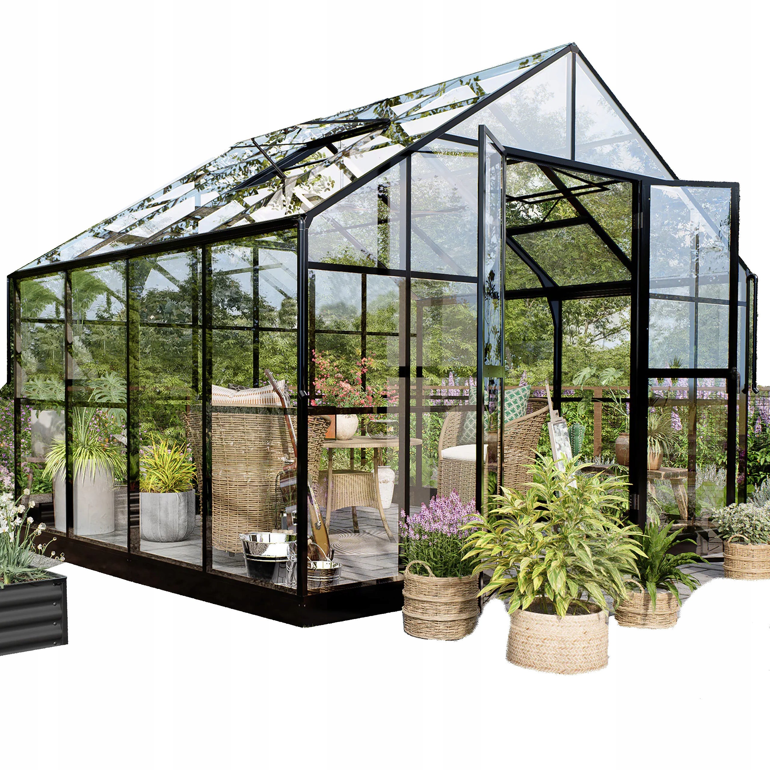 Szklarnia z Poliwęglanu Ogrodowa Solid PC 354x278 cm Czarna Cultivo 1 szt
