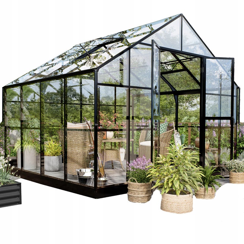 Szklarnia z Poliwęglanu Ogrodowa Solid PC 354x278 cm Czarna Cultivo 1 szt