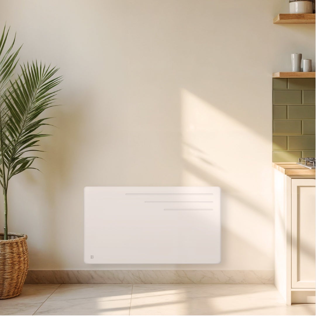 Radiateur électrique fixe à inertie sèche fonte 1500W Bestherm MOTU horizontal blanc - 2