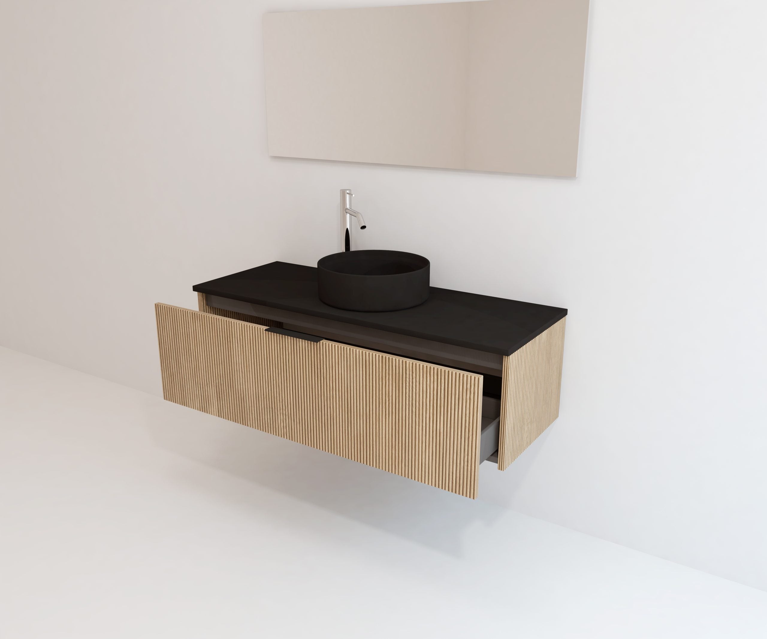 Ensemble de meubles de salle de bain Emene OPOSSÉ Noir mat 120 cm + Vasque - 5