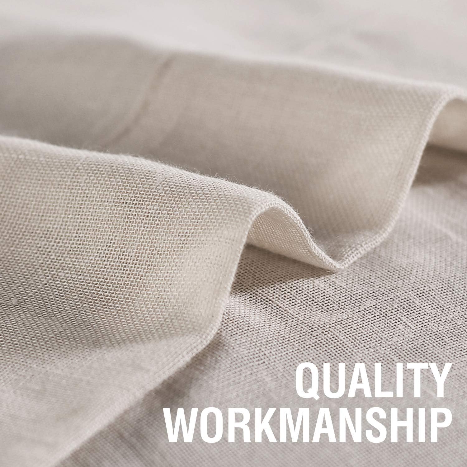 Zasłony z lnianego tiulu przepuszczające światło, odpowiednie do salonów i sypialni, zapewniające prywatność, 52 cale na 63 cale, kolor lniany - 4