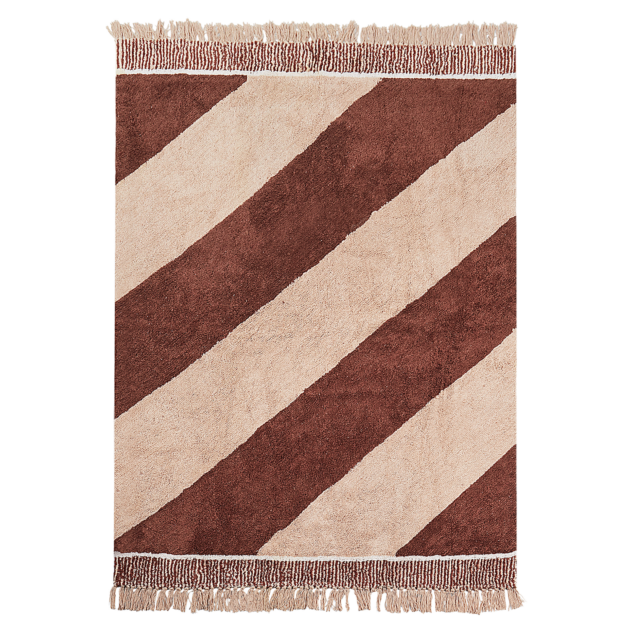 Beliani alfombra de algodón marrón y beige 140 x 200 cm xuluf